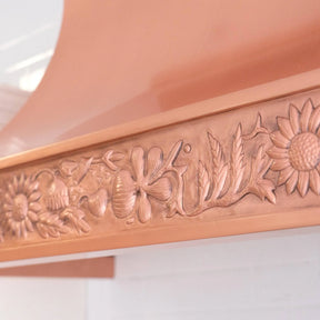 Fobest Custom Kitchen Hood with Sunflower Apron Design FCP-106-Copper Range Hood-Fobest