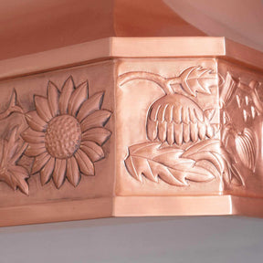 Fobest Custom Kitchen Hood with Sunflower Apron Design FCP-106-Copper Range Hood-Fobest