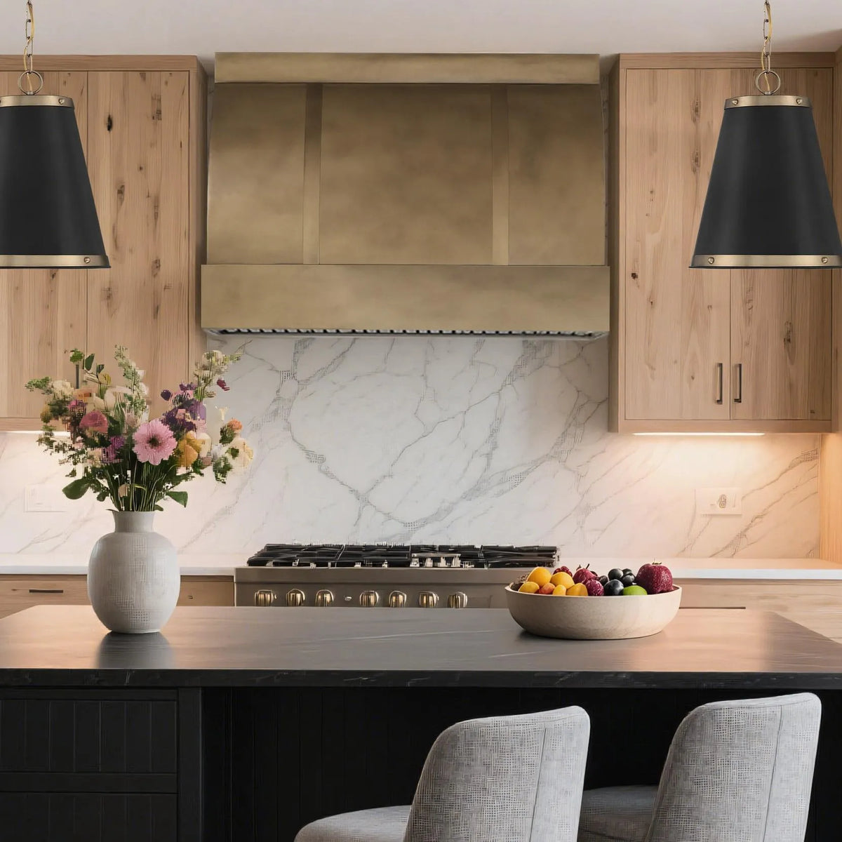 Fobest Custom Kitchen Range Hood Brass Finish FSS-374-Stainless Steel Range Hood-Fobest