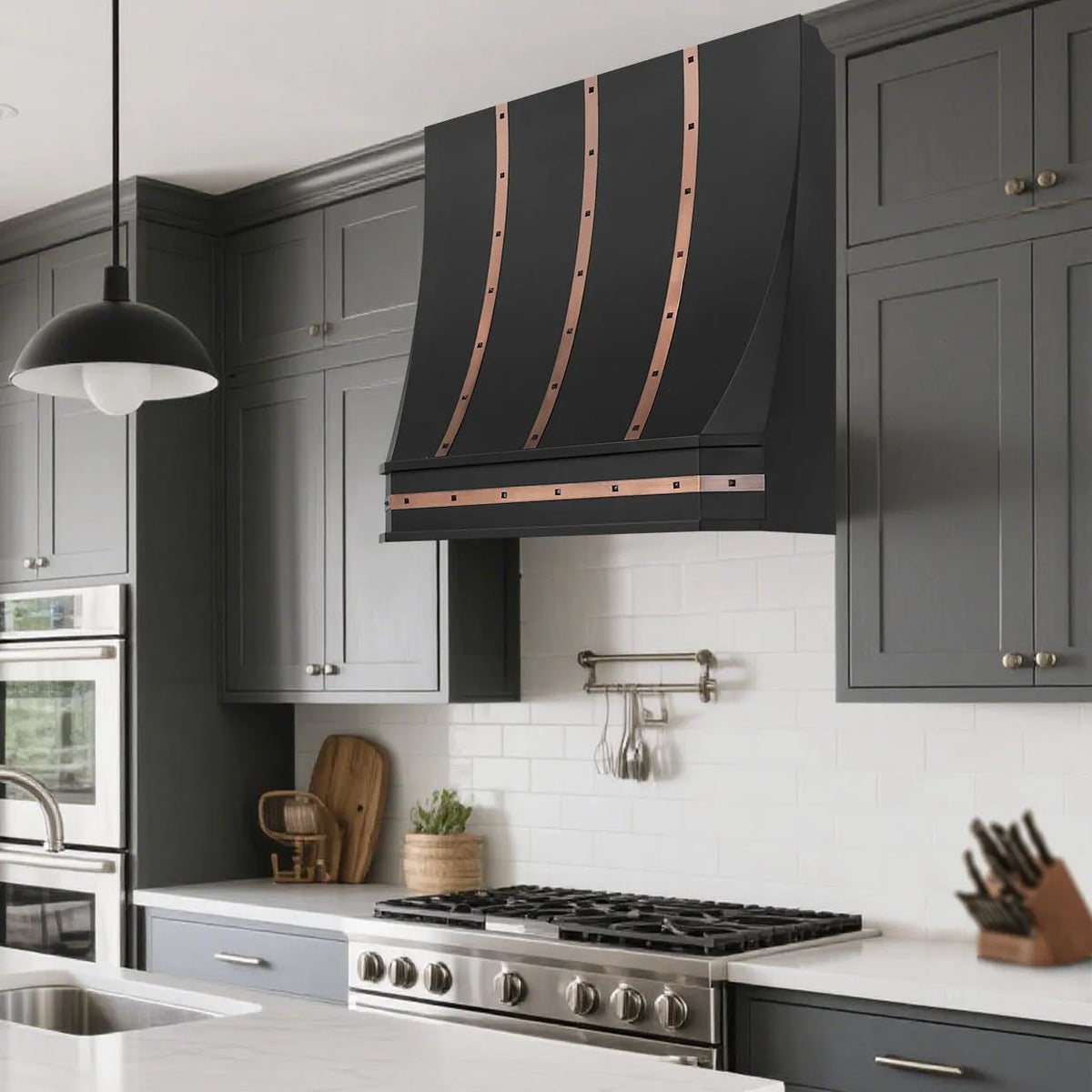 Fobest Custom Kitchen Range Hood with Copper Bands FSS-362-Stainless Steel Range Hood-Fobest