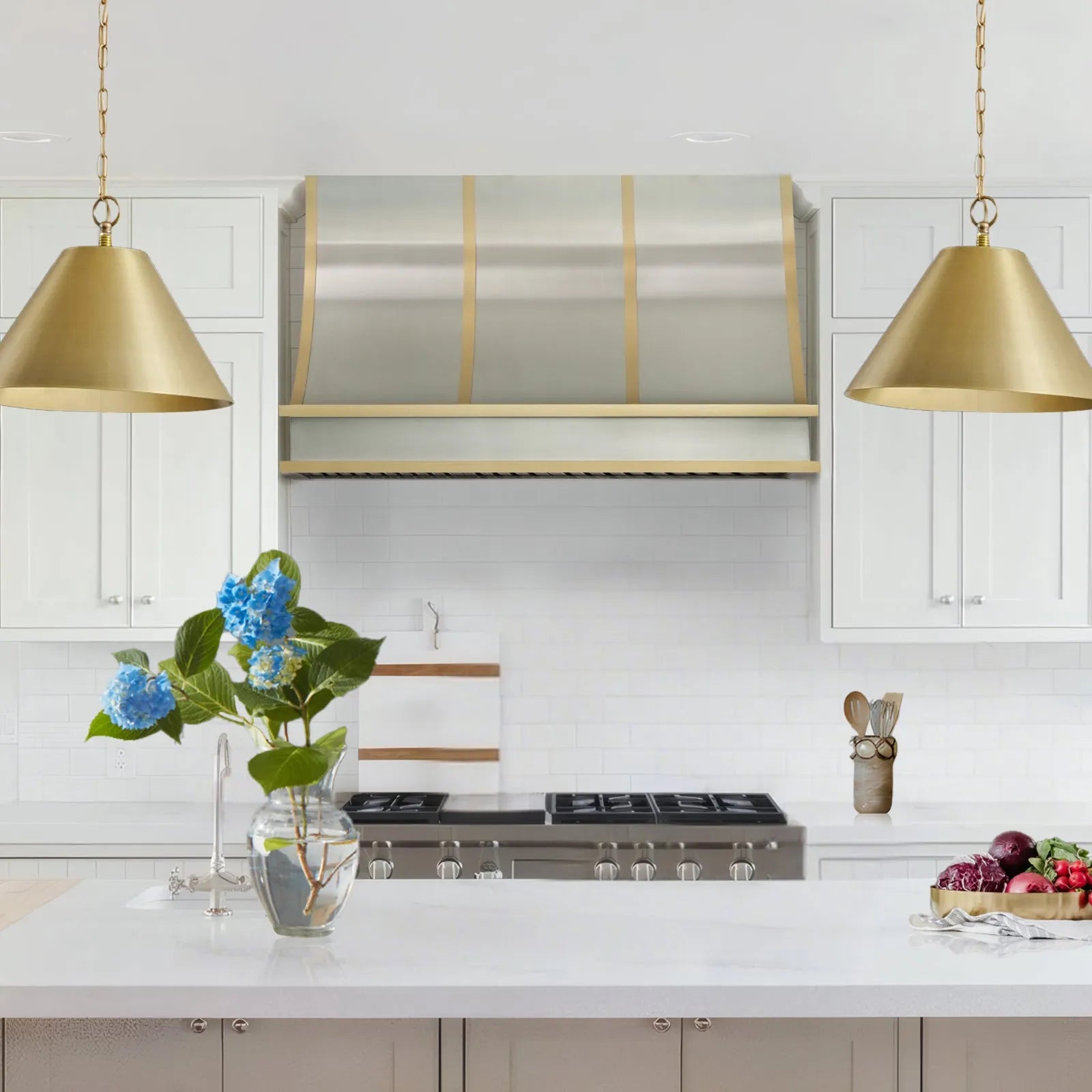 Fobest Custom Metal Range Hood In Stainless Steel and Brass Finish FSS-428-Stainless Steel Range Hood-Fobest