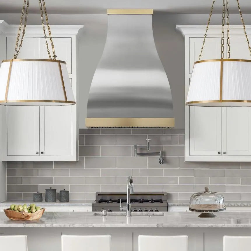 Fobest Custom Range Hood Stainless Steel with Brass Accent FSS-340-Stainless Steel Range Hood-Fobest