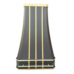 Fobest Custom Stainless Steel Black Range Hood With Gold Trims FSS-4-Stainless Steel Range Hood-Fobest