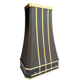Fobest Custom Stainless Steel Black Range Hood With Gold Trims FSS-4-Stainless Steel Range Hood-Fobest