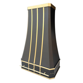 Fobest Custom Stainless Steel Black Range Hood With Gold Trims FSS-4-Stainless Steel Range Hood-Fobest