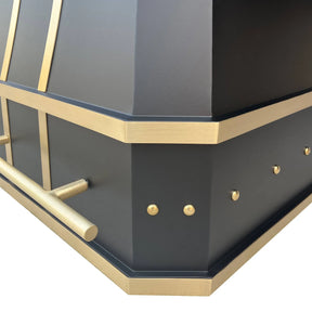 Fobest Custom Stainless Steel Black Range Hood With Gold Trims FSS-4-Stainless Steel Range Hood-Fobest