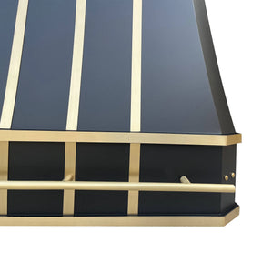 Fobest Custom Stainless Steel Black Range Hood With Gold Trims FSS-4-Stainless Steel Range Hood-Fobest