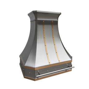 Fobest Custom Stainless Steel Range Hood With Brass Accent FSS-8-Stainless Steel Range Hood-Fobest