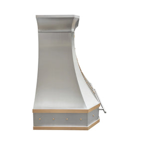 Fobest Custom Stainless Steel Range Hood With Brass Accent FSS-8-Stainless Steel Range Hood-Fobest
