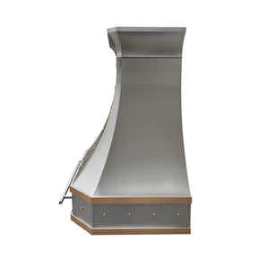 Fobest Custom Stainless Steel Range Hood With Brass Accent FSS-8-Stainless Steel Range Hood-Fobest