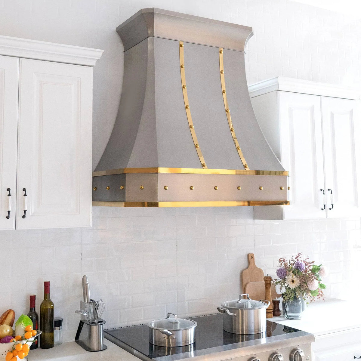 Fobest Custom Stainless Steel Range Hood With Brass Accent FSS-8-Stainless Steel Range Hood-Fobest
