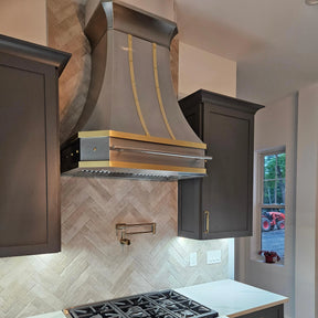 Fobest Custom Stainless Steel Range Hood With Brass Accent FSS-8-Stainless Steel Range Hood-Fobest