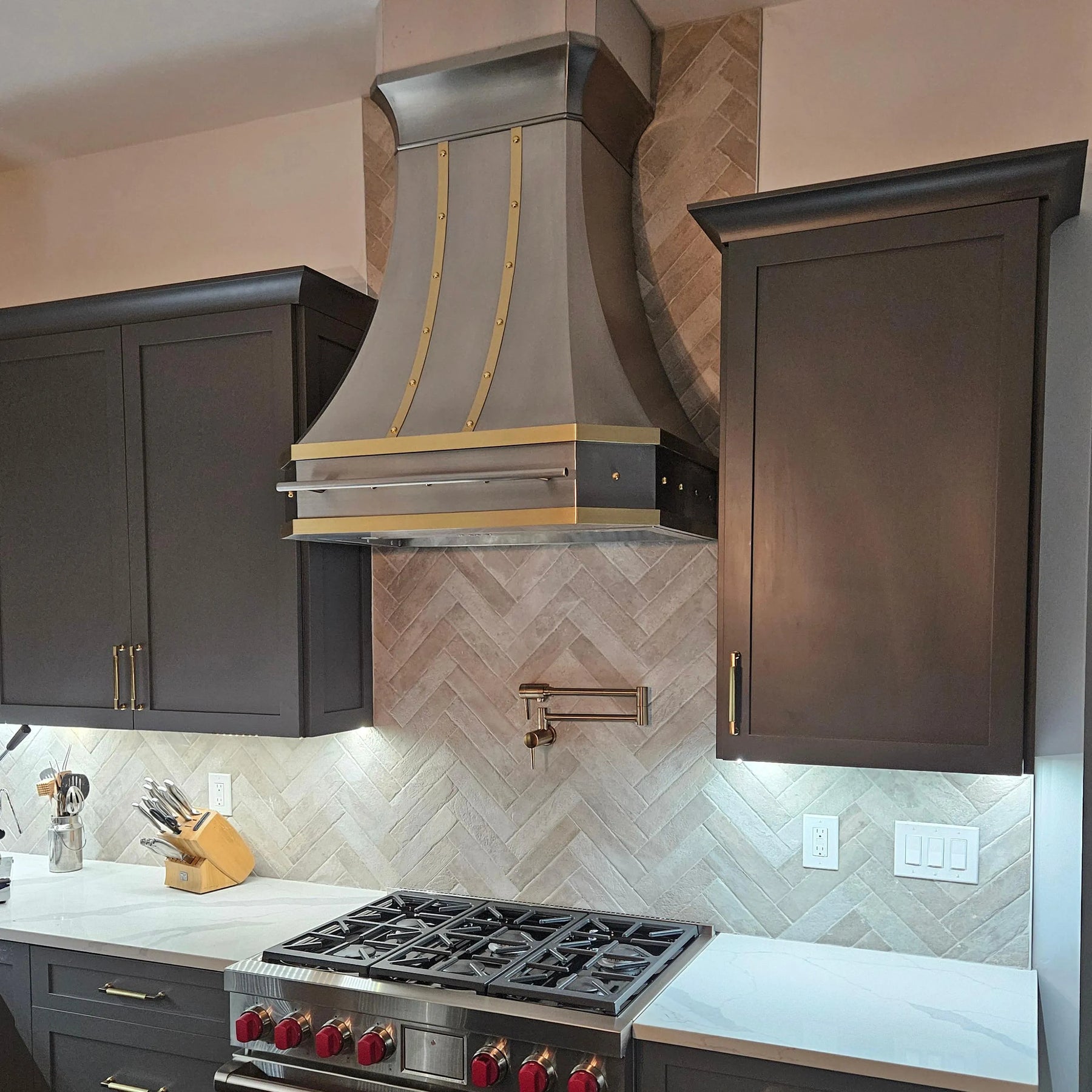 Fobest Custom Stainless Steel Range Hood With Brass Accent FSS-8-Stainless Steel Range Hood-Fobest