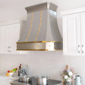 Fobest Custom Stainless Steel Range Hood With Brass Accent FSS-8-Stainless Steel Range Hood-Fobest