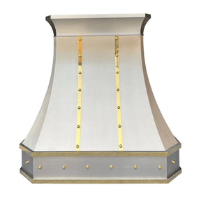 Fobest Custom Stainless Steel Range Hood With Brass Accent FSS-8-Stainless Steel Range Hood-Fobest