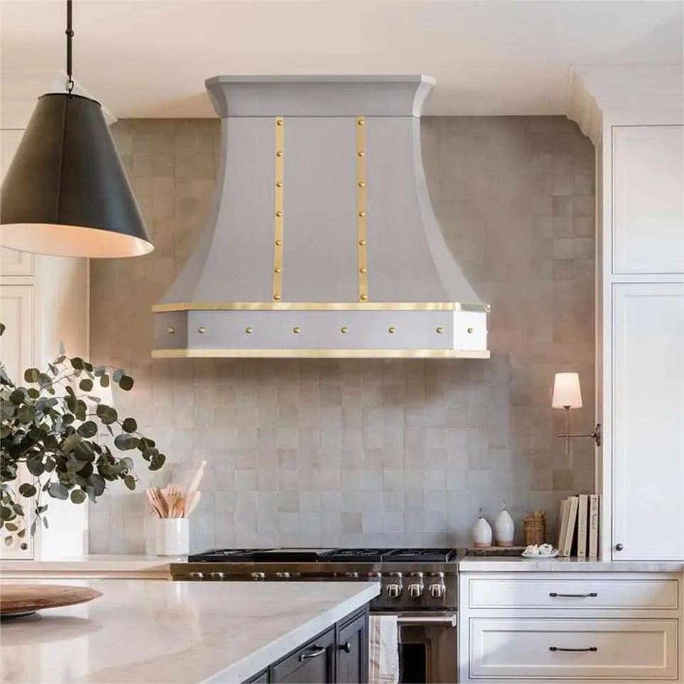 Fobest Custom Stainless Steel Range Hood With Brass Accent FSS-8-Stainless Steel Range Hood-Fobest