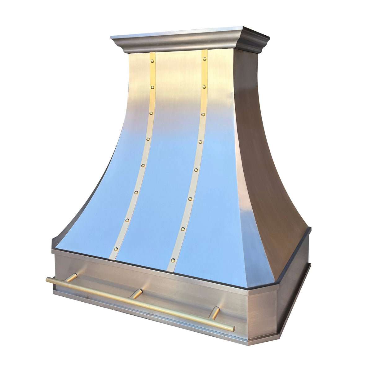 Fobest Custom Stainless Steel Range Hood with Brass Bar FSS-42-Stainless Steel Range Hood-Fobest