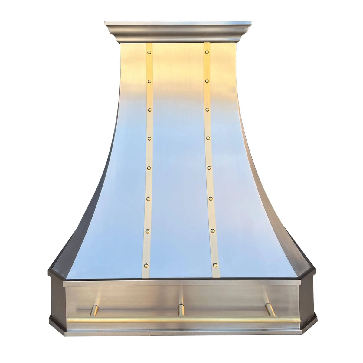 Fobest Custom Stainless Steel Range Hood with Brass Bar FSS-42-Stainless Steel Range Hood-Fobest