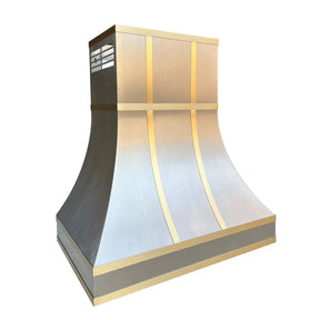 Fobest Custom Stainless Steel Range Hood with Brass Metal Straps FSS-43-Stainless Steel Range Hood-Fobest