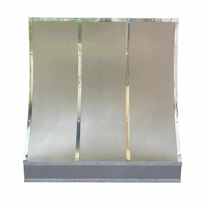 Fobest Custom Stainless Steel Range Hood with polished straps and rivets FSS-177-Stainless Steel Range Hood-Fobest