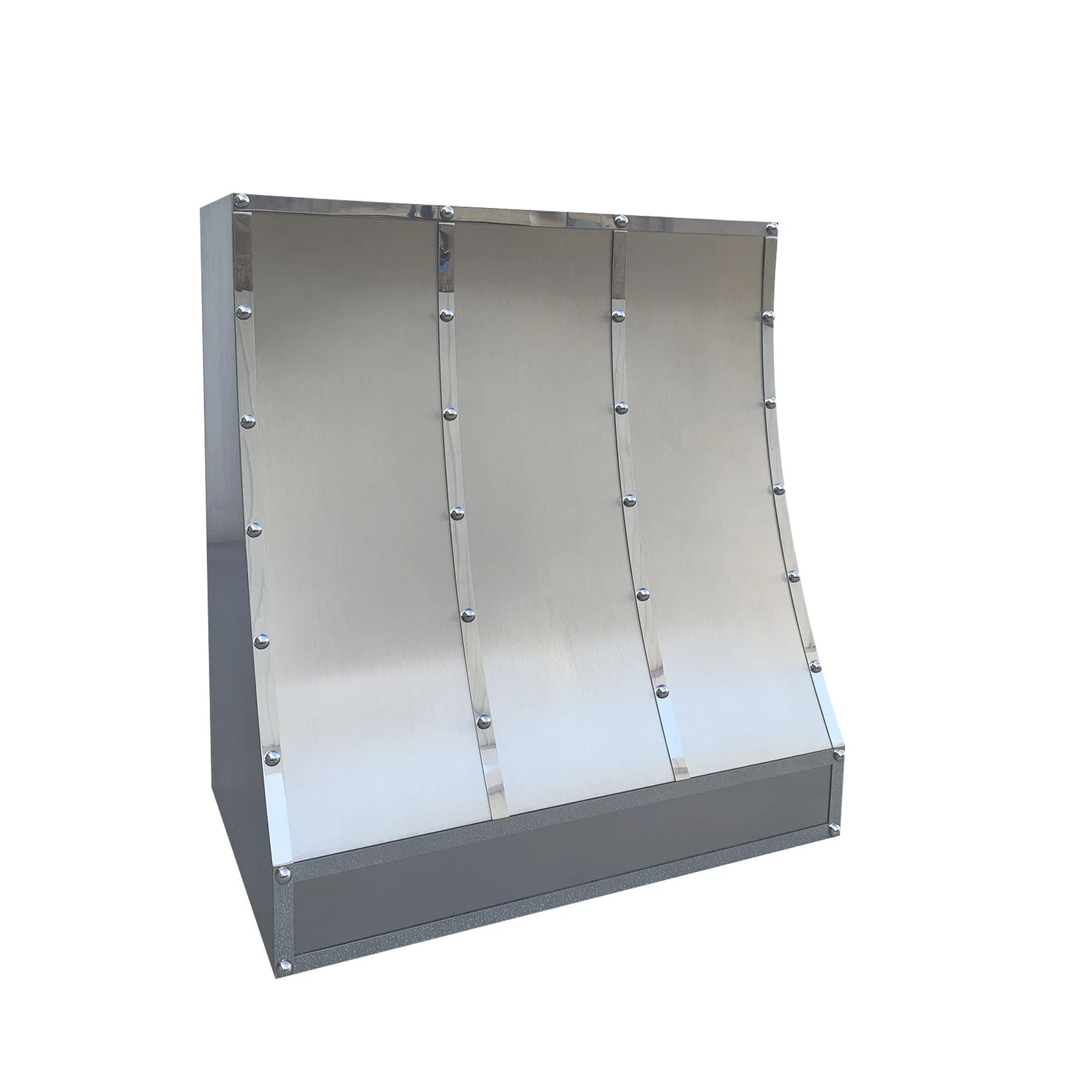 Fobest Custom Stainless Steel Range Hood with polished straps and rivets FSS-177-Stainless Steel Range Hood-Fobest