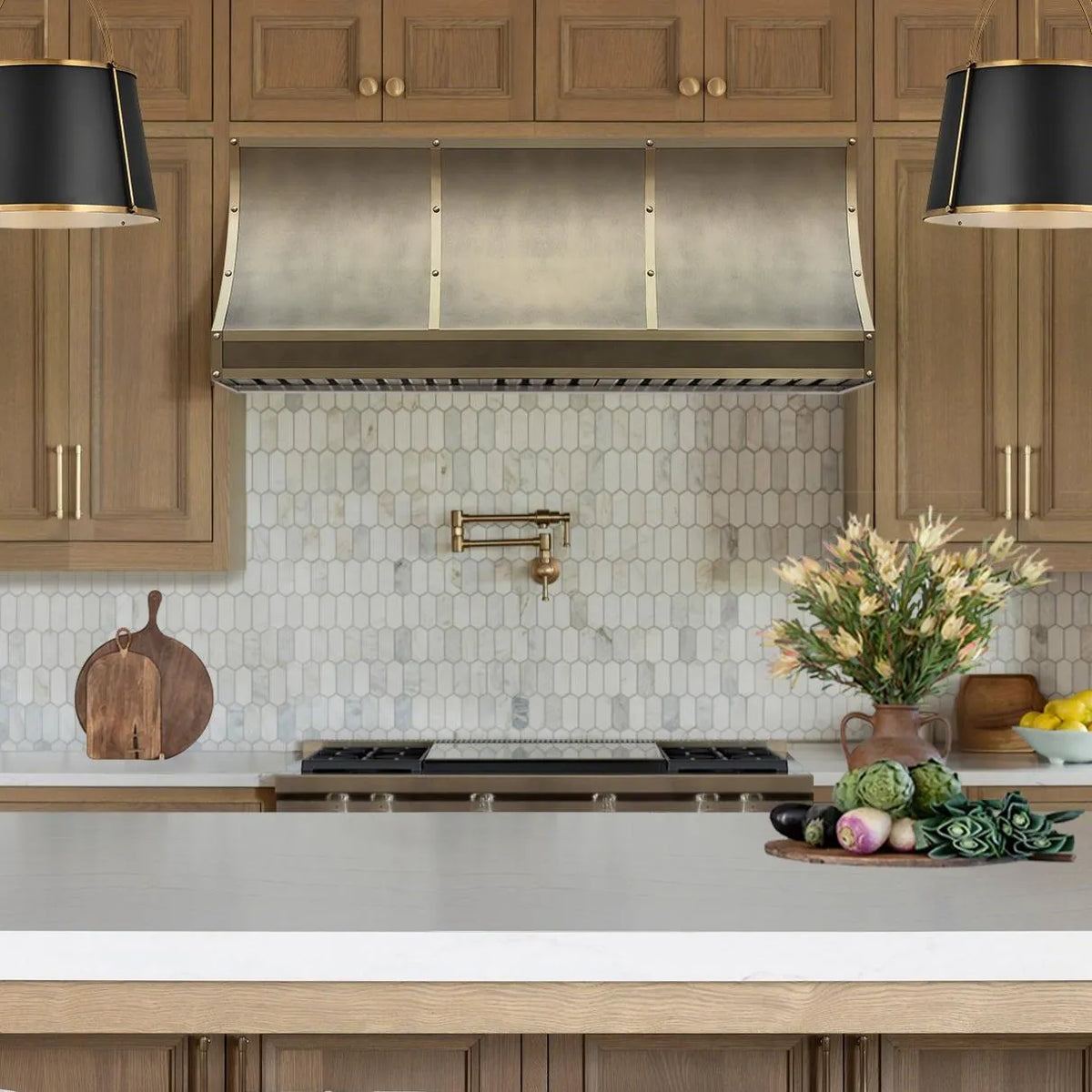 Fobest Custom Vent Hood Sloped Design Brass Finish FSS-356-Stainless Steel Range Hood-Fobest