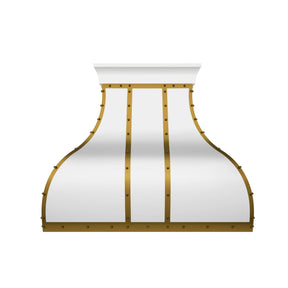 Fobest Custom White Range Hood with Brass Trims FSS-161-Stainless Steel Range Hood-Fobest