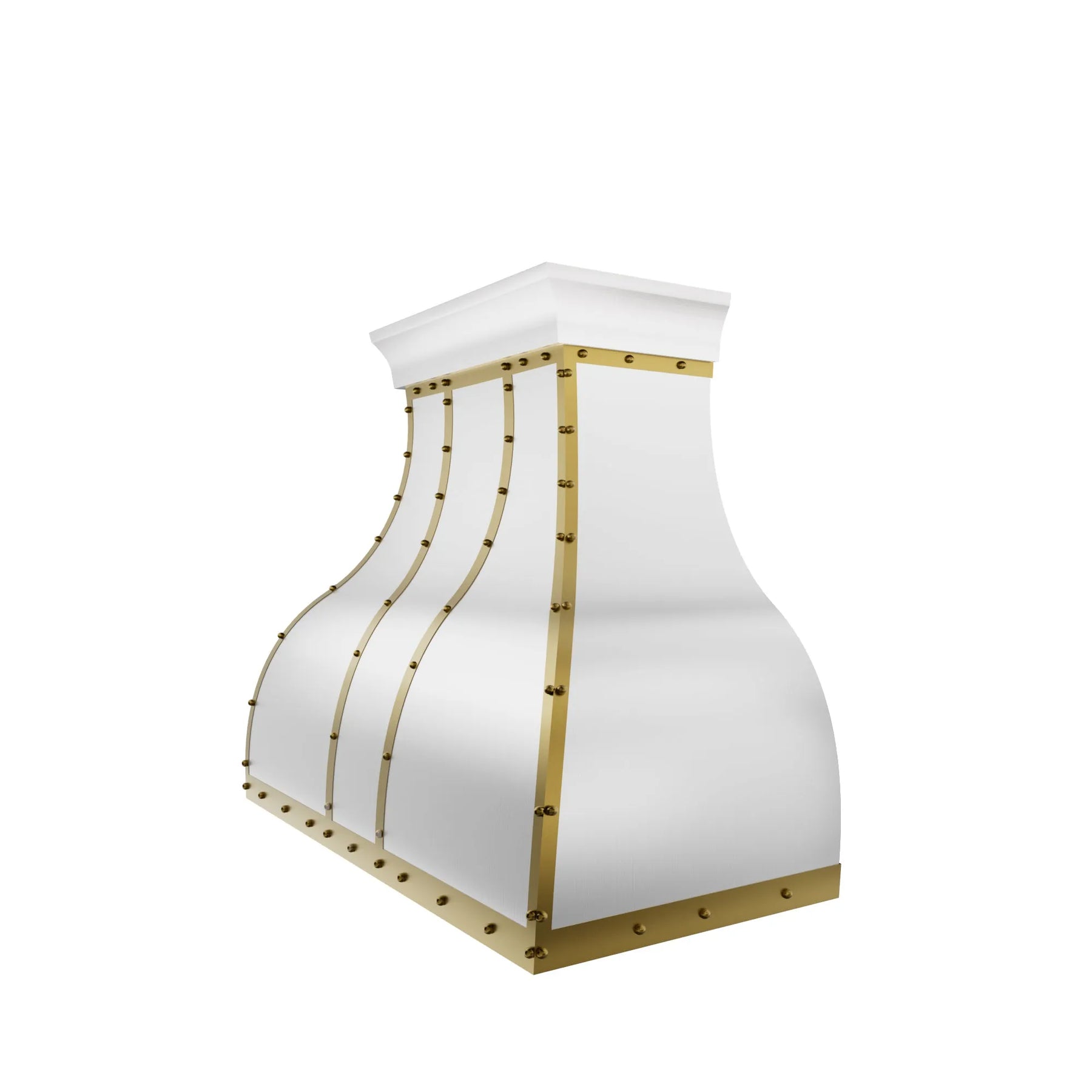 Fobest Custom White Range Hood with Brass Trims FSS-161-Stainless Steel Range Hood-Fobest