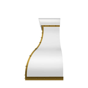 Fobest Custom White Range Hood with Brass Trims FSS-161-Stainless Steel Range Hood-Fobest
