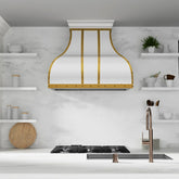 Fobest Custom White Range Hood with Brass Trims FSS-161-Stainless Steel Range Hood-Fobest