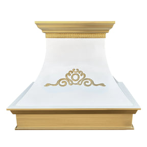 Fobest Custom White Range Hood with Gold Crown FSS-444-Stainless Steel Range Hood-Fobest
