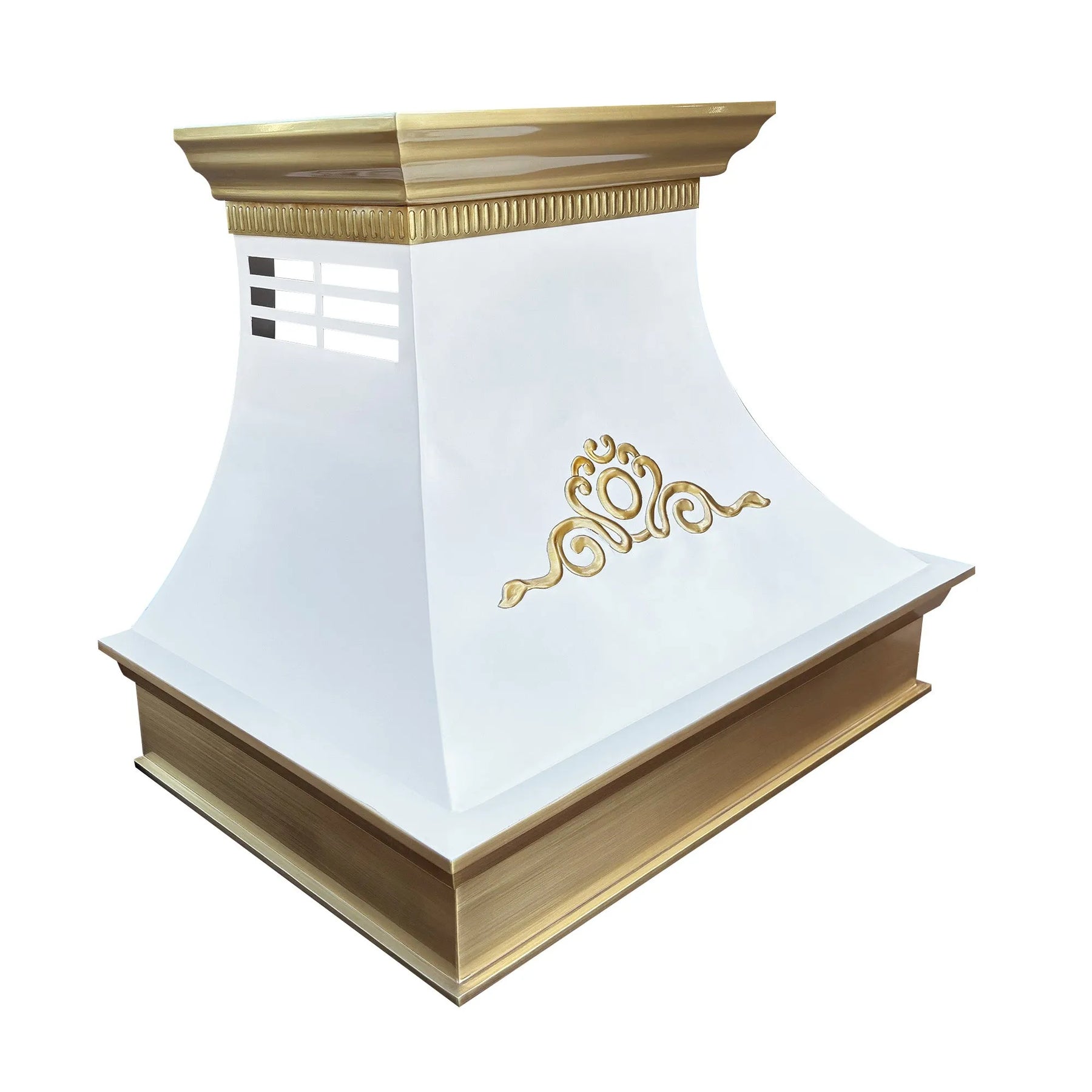 Fobest Custom White Range Hood with Gold Crown FSS-444-Stainless Steel Range Hood-Fobest