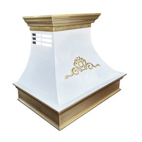 Fobest Custom White Range Hood with Gold Crown FSS-444-Stainless Steel Range Hood-Fobest