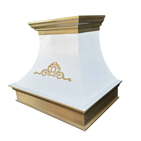 Fobest Custom White Range Hood with Gold Crown FSS-444-Stainless Steel Range Hood-Fobest