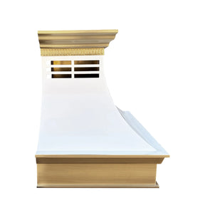 Fobest Custom White Range Hood with Gold Crown FSS-444-Stainless Steel Range Hood-Fobest