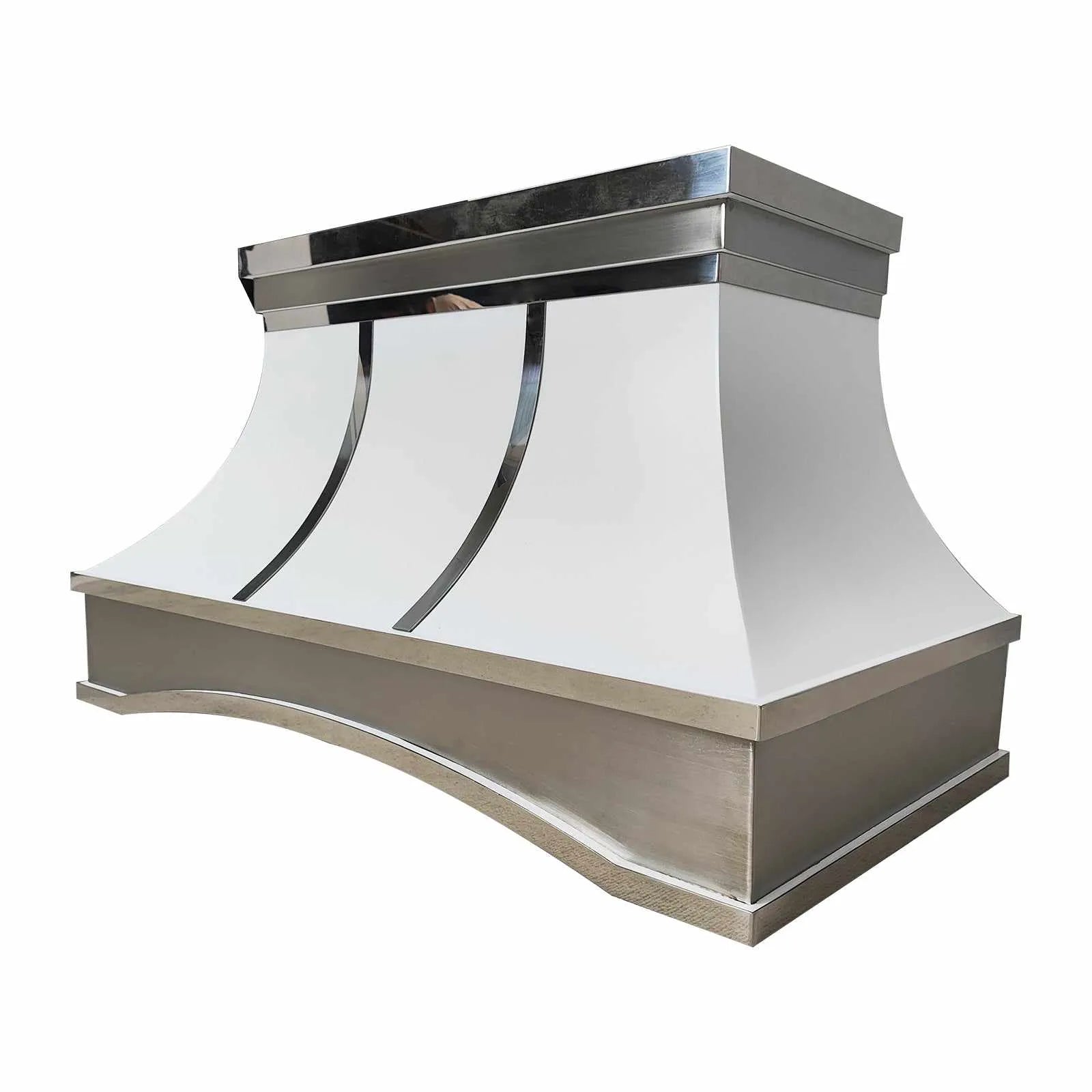Fobest Custom White Stainless Steel Range Hood with Arched Band FSS-199-Stainless Steel Range Hood-Fobest