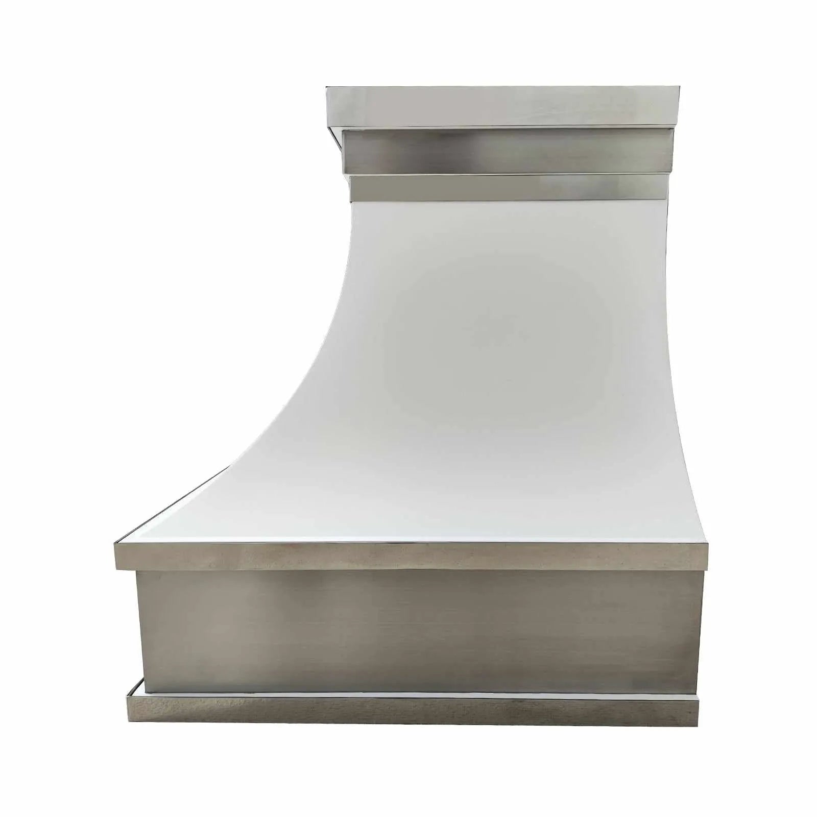 Fobest Custom White Stainless Steel Range Hood with Arched Band FSS-199-Stainless Steel Range Hood-Fobest