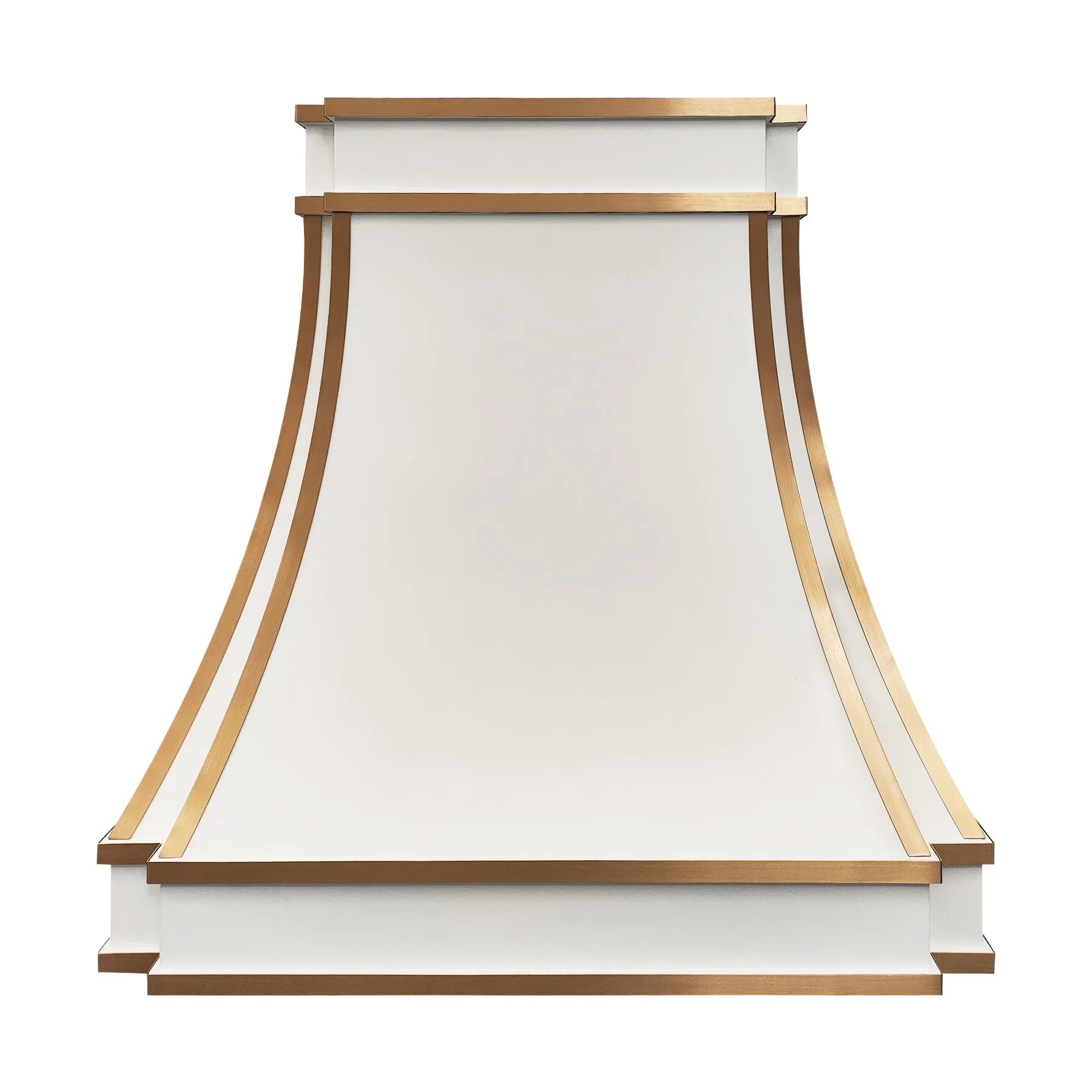 Fobest Custom White Stainless Steel Range Hood with Brass Trim FSS-61-Stainless Steel Range Hood-Fobest