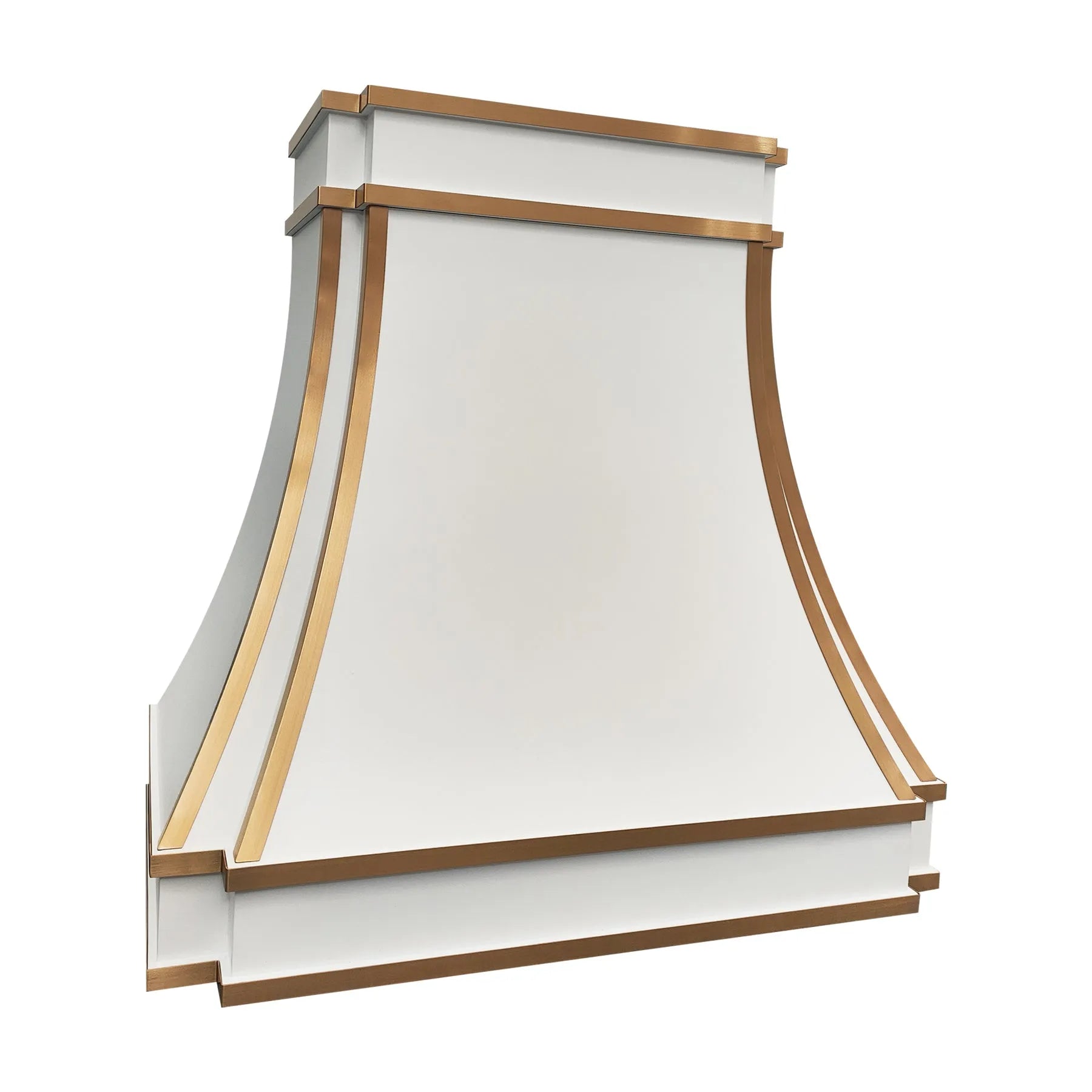 Fobest Custom White Stainless Steel Range Hood with Brass Trim FSS-61-Stainless Steel Range Hood-Fobest