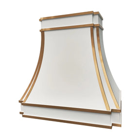 Fobest Custom White Stainless Steel Range Hood with Brass Trim FSS-61-Stainless Steel Range Hood-Fobest