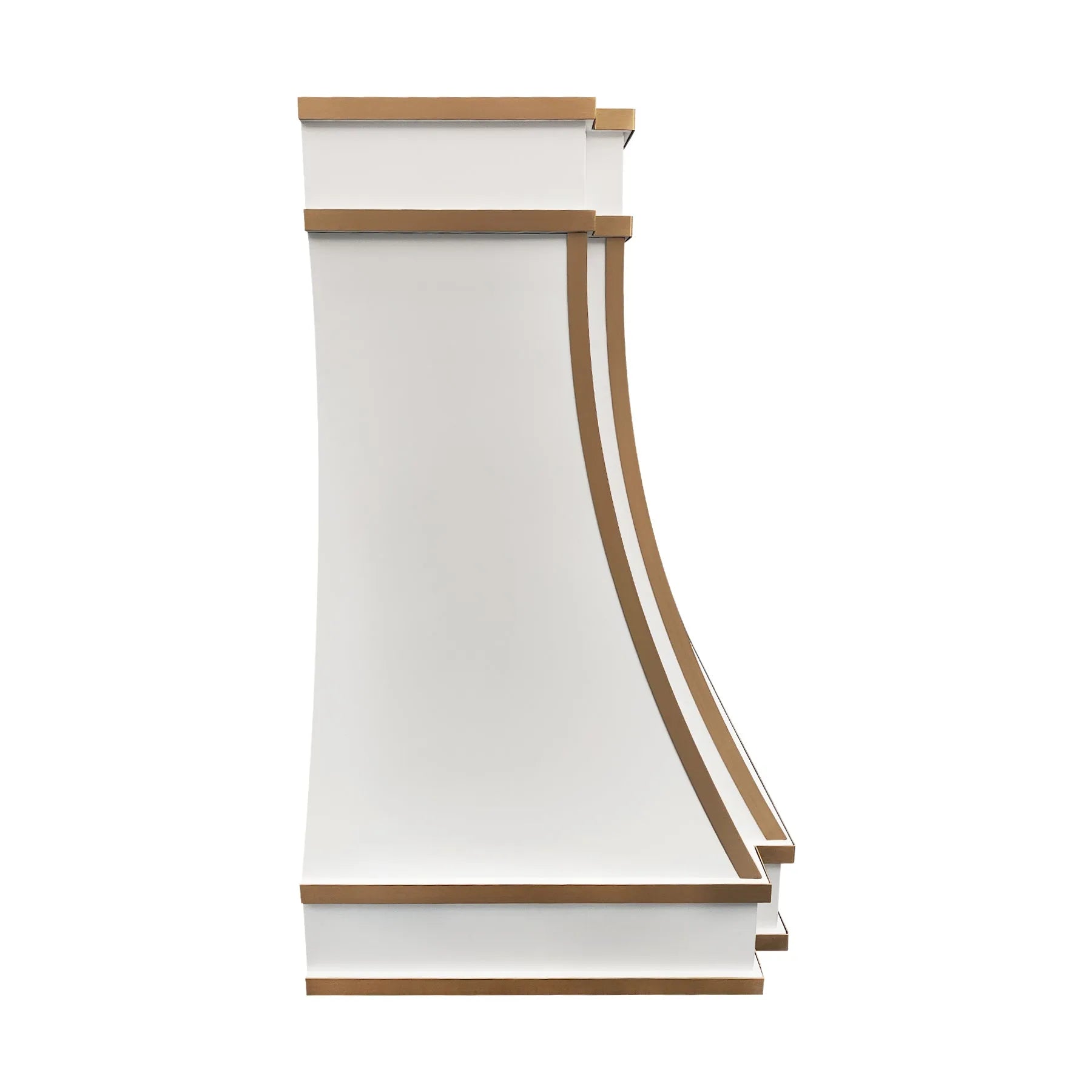 Fobest Custom White Stainless Steel Range Hood with Brass Trim FSS-61-Stainless Steel Range Hood-Fobest