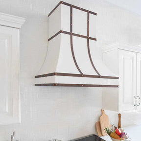 Fobest Custom White Stainless Steel Range Hood with Copper Bands FSS-141-Stainless Steel Range Hood-Fobest
