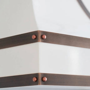 Fobest Custom White Stainless Steel Range Hood with Copper Bands FSS-141-Stainless Steel Range Hood-Fobest