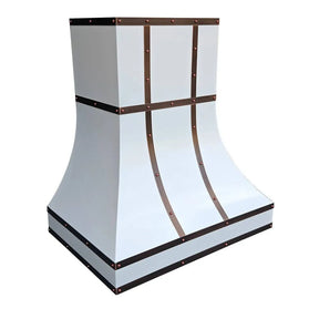 Fobest Custom White Stainless Steel Range Hood with Copper Bands FSS-141-Stainless Steel Range Hood-Fobest