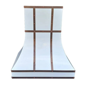 Fobest Custom White Stainless Steel Range Hood with Copper Bands FSS-141-Stainless Steel Range Hood-Fobest