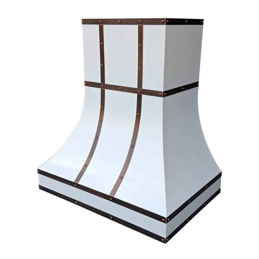 Fobest Custom White Stainless Steel Range Hood with Copper Bands FSS-141-Stainless Steel Range Hood-Fobest