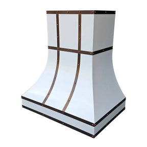 Fobest Custom White Stainless Steel Range Hood with Copper Bands FSS-141-Stainless Steel Range Hood-Fobest