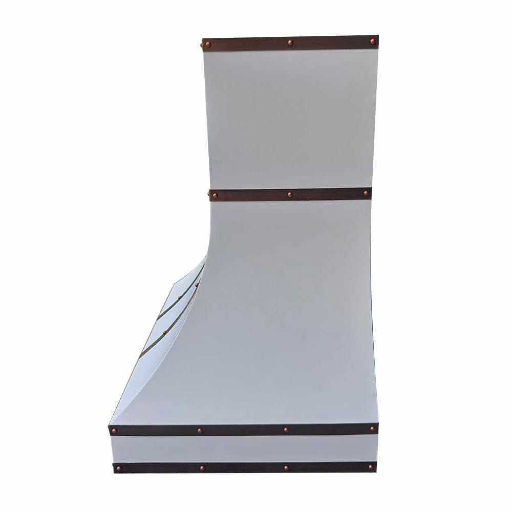 Fobest Custom White Stainless Steel Range Hood with Copper Bands FSS-141-Stainless Steel Range Hood-Fobest
