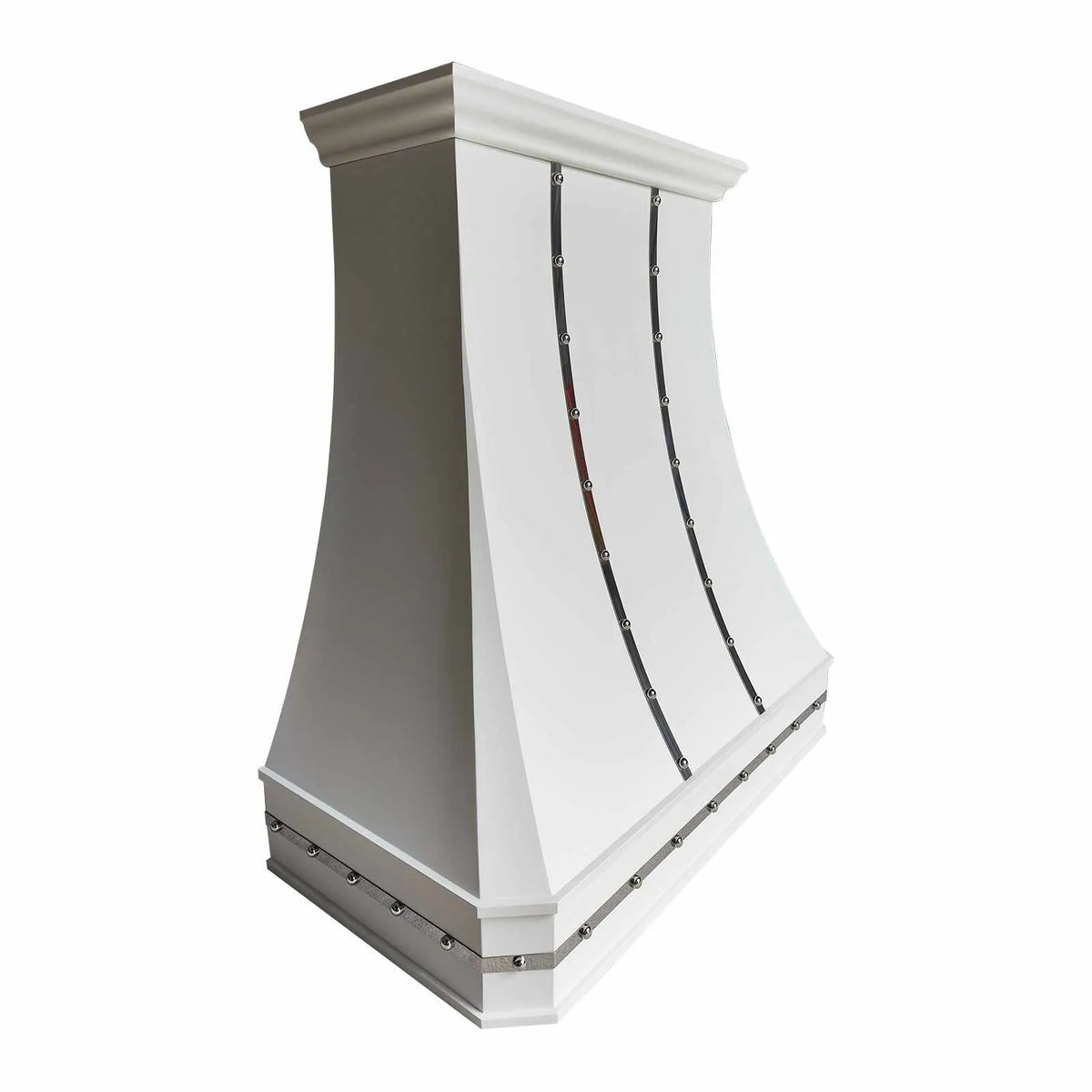 Fobest Custom White Stainless Steel Range Hood with Mirror Band FSS-187-Stainless Steel Range Hood-Fobest