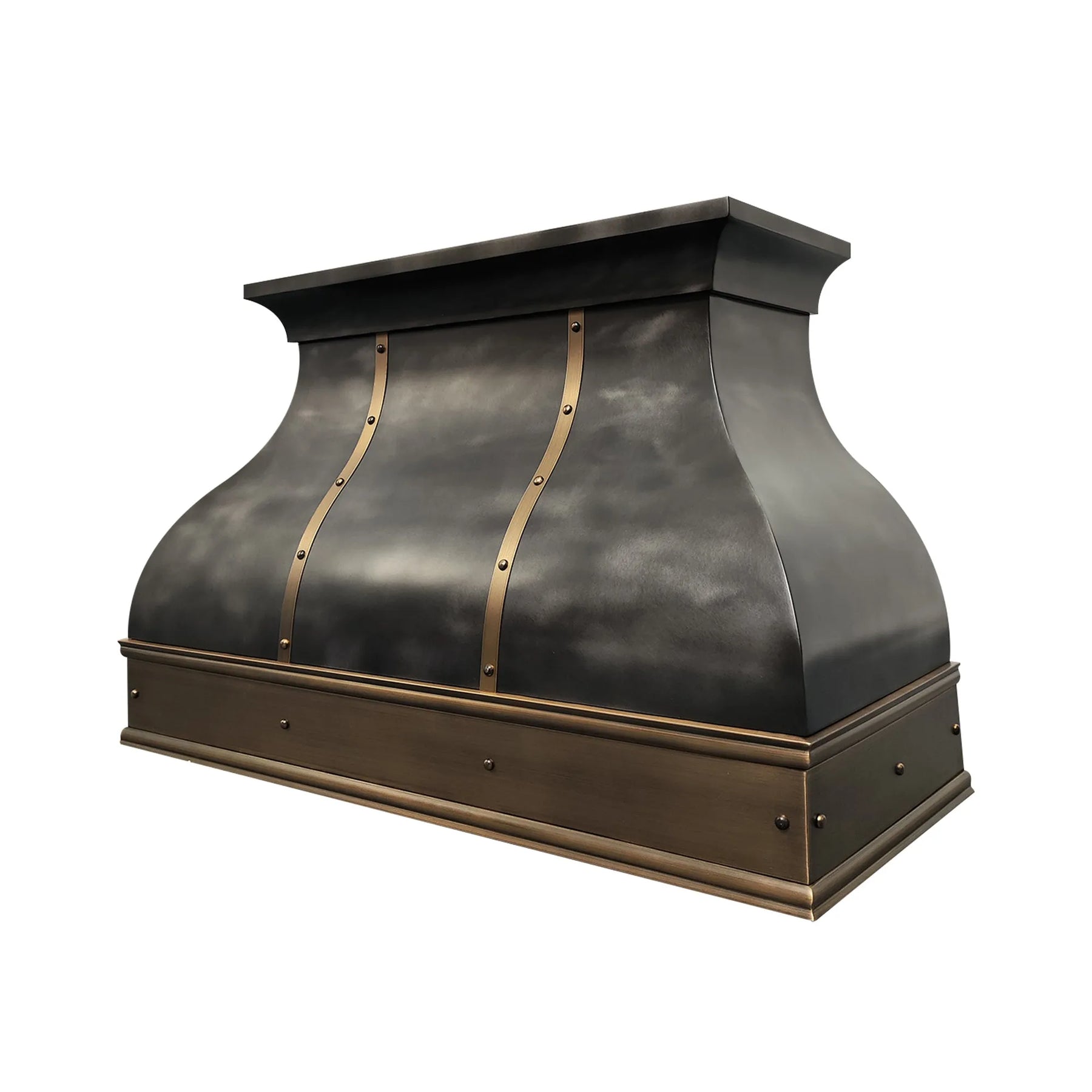 Fobest Custom Zinc Hood with Brass Band FSS-348-Stainless Steel Range Hood-Fobest